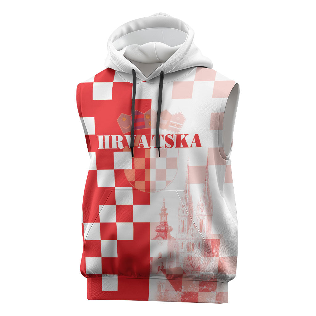 Personalized Croatia Hrvatska Sleeveless Hoodie National Day 2026 Red Version