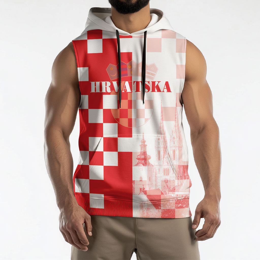 Personalized Croatia Hrvatska Sleeveless Hoodie National Day 2026 Red Version