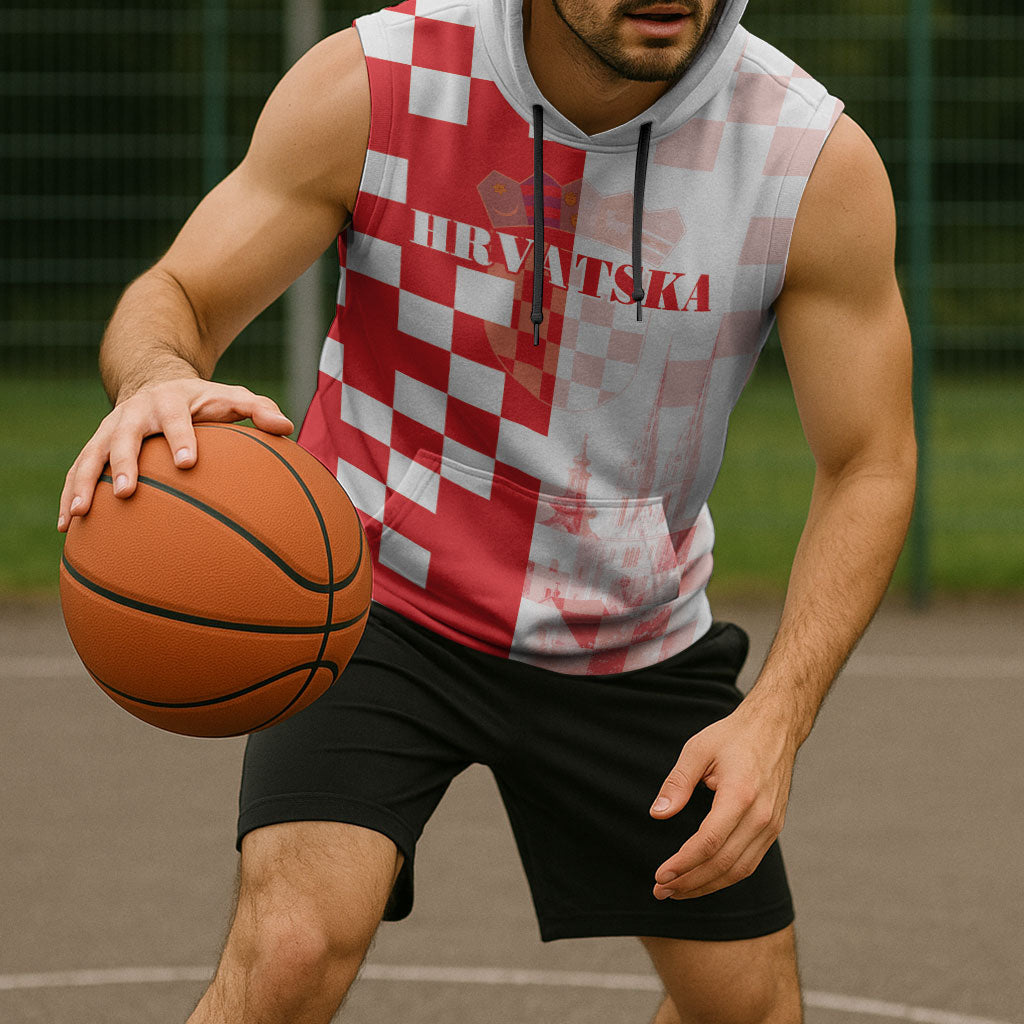 Personalized Croatia Hrvatska Sleeveless Hoodie National Day 2026 Red Version