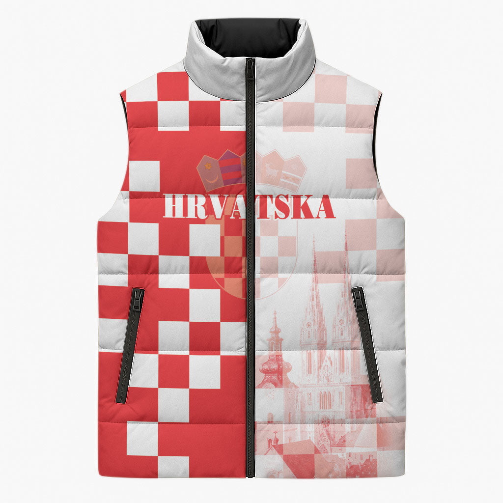 Personalized Croatia Hrvatska Sleeveless Puffer Jacket National Day 2026 Red Version