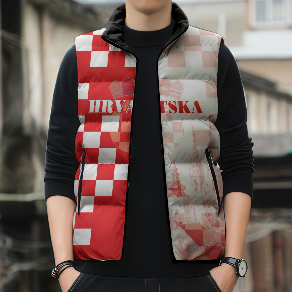 Personalized Croatia Hrvatska Sleeveless Puffer Jacket National Day 2026 Red Version