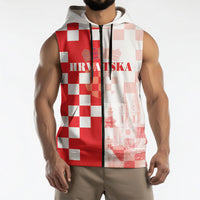 Personalized Croatia Hrvatska Sleeveless Zip Hoodie National Day 2026 Red Version
