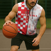 Personalized Croatia Hrvatska Sleeveless Zip Hoodie National Day 2026 Red Version