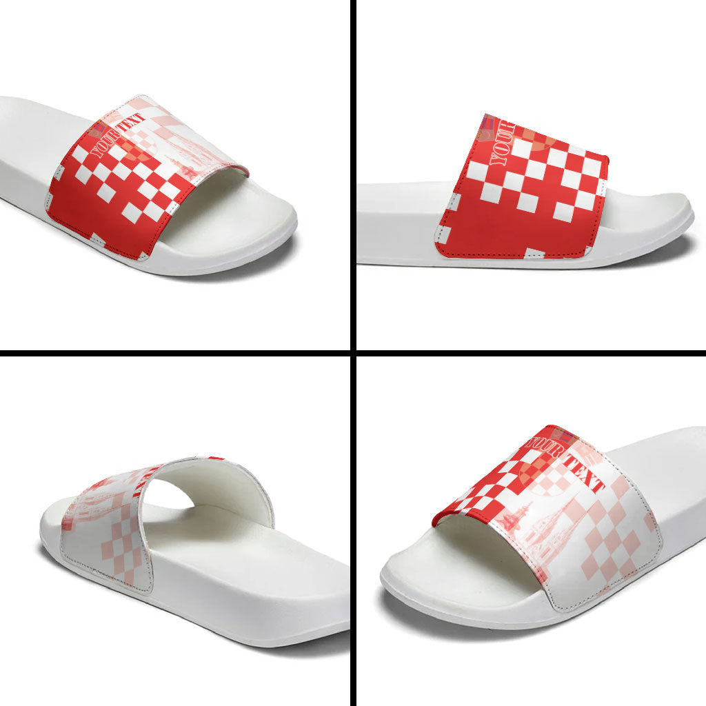 Personalized Croatia Hrvatska Slide Sandals National Day 2026 Red Version