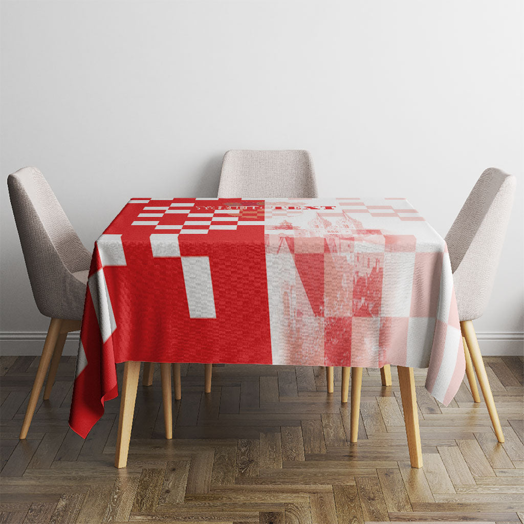 Personalized Croatia Hrvatska Tablecloth National Day 2026 Red Version