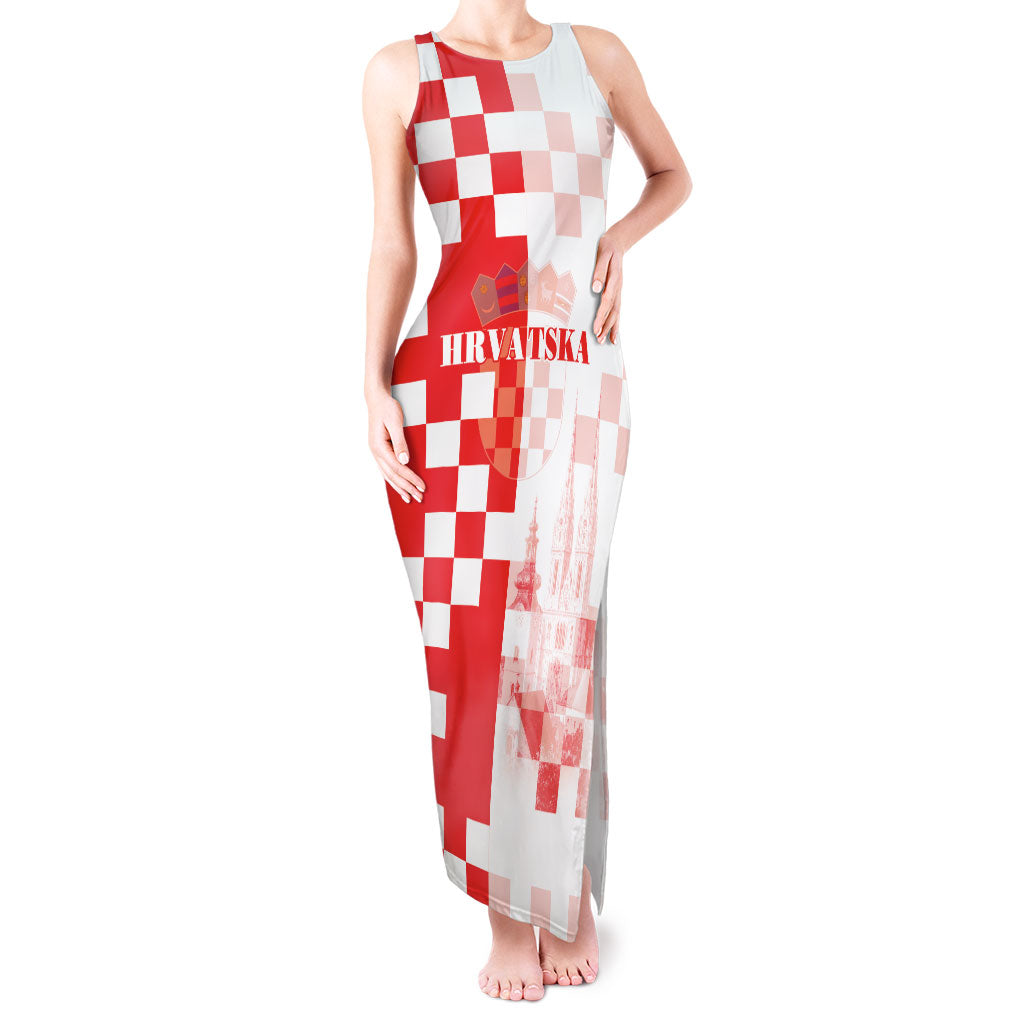 Personalized Croatia Hrvatska Tank Maxi Dress National Day 2026 Red Version