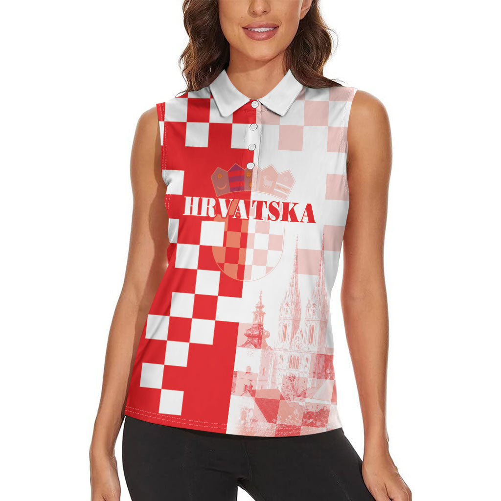 Personalized Croatia Hrvatska Women Sleeveless Polo Shirt National Day 2026 Red Version