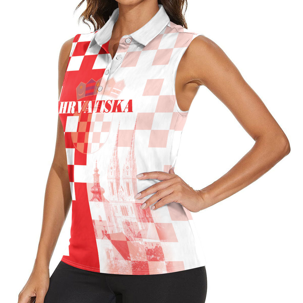 Personalized Croatia Hrvatska Women Sleeveless Polo Shirt National Day 2026 Red Version