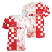 Personalized Croatia Hrvatska Women V-Neck T-Shirt National Day 2026 Red Version