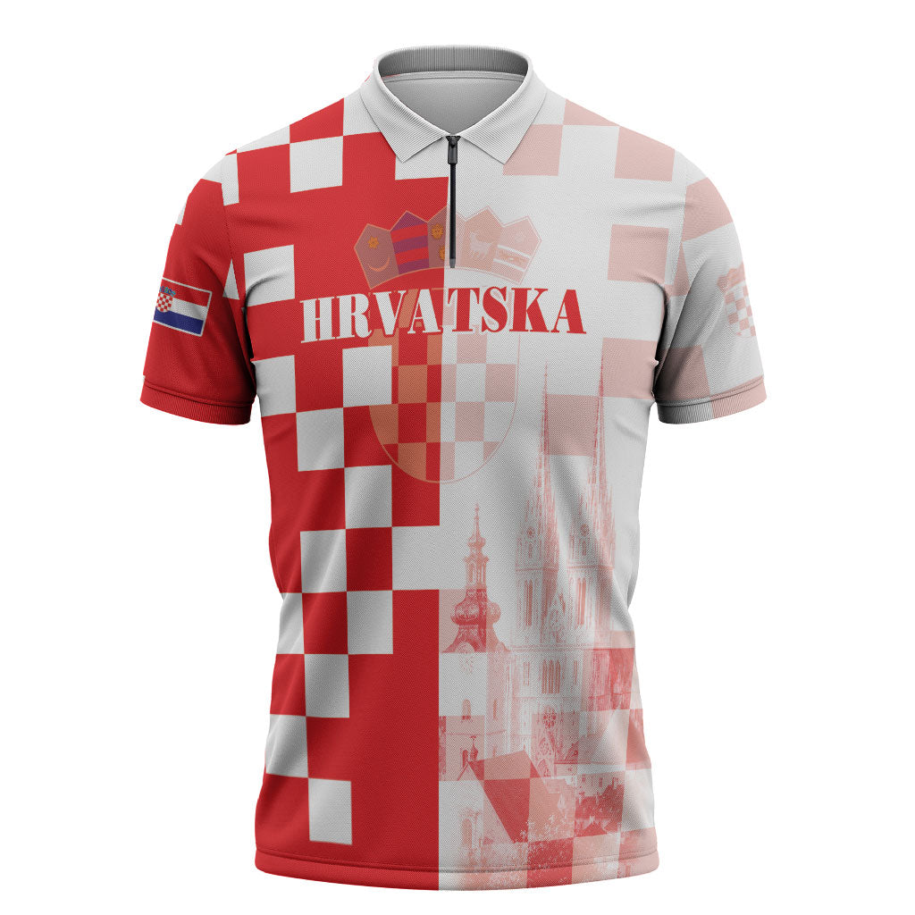 Personalized Croatia Hrvatska Zipper Polo Shirt National Day 2026 Red Version