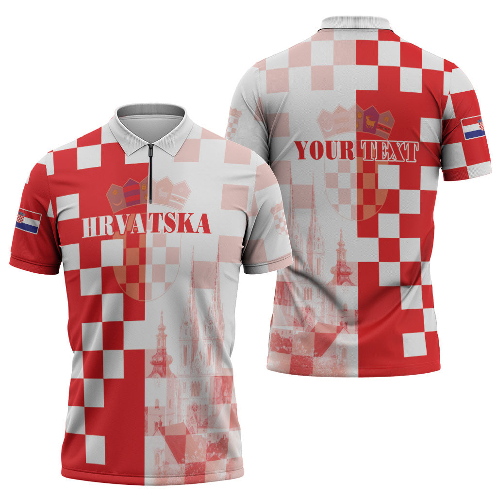 Personalized Croatia Hrvatska Zipper Polo Shirt National Day 2026 Red Version