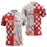 Personalized Croatia Hrvatska Zipper Polo Shirt National Day 2026 Red Version