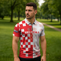 Personalized Croatia Hrvatska Zipper Polo Shirt National Day 2026 Red Version