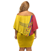 Custom Colombia 2024 Football Family Matching Off Shoulder Short Dress and Hawaiian Shirt Go Champions Los Cafeteros LT05 - Wonder Print Shop