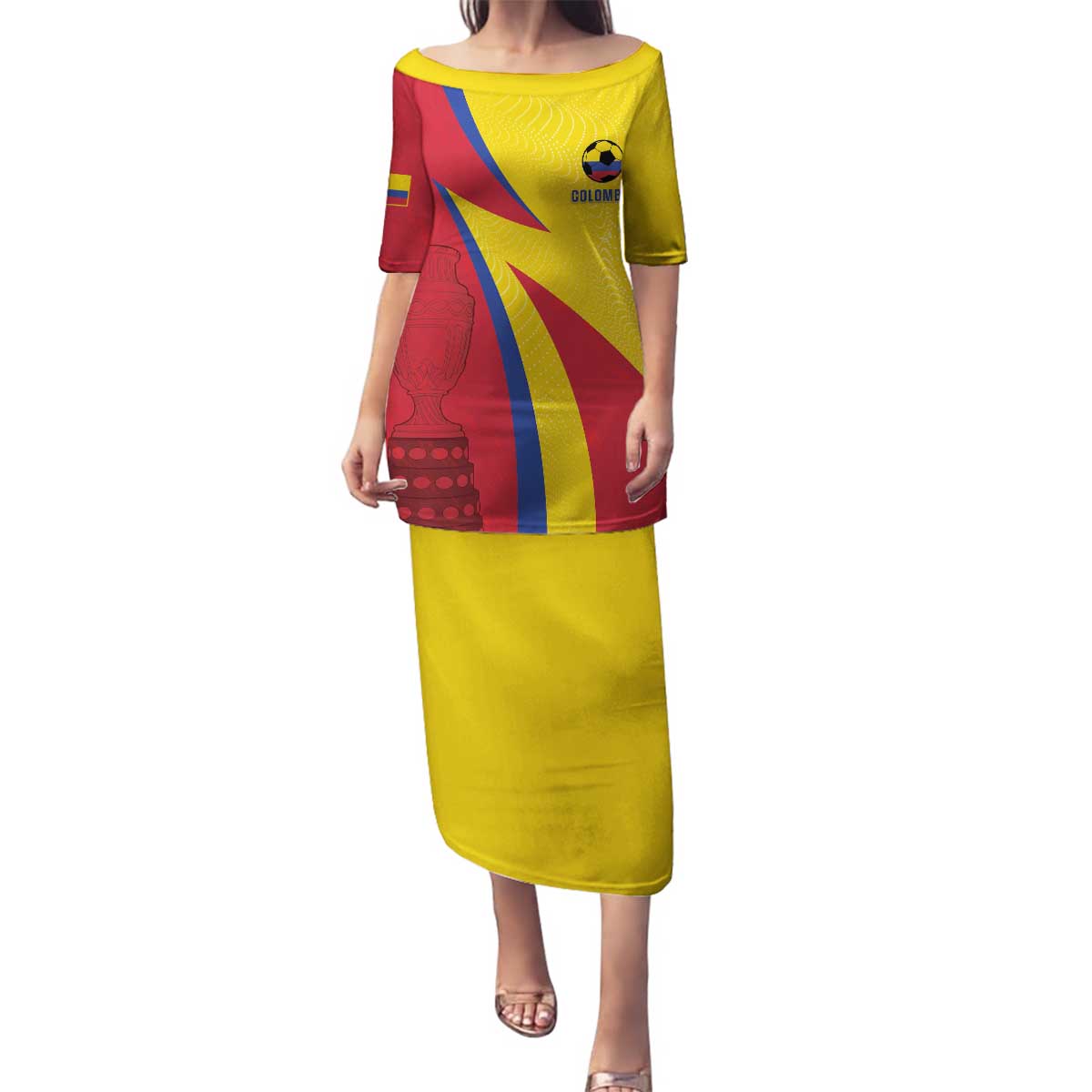 Custom Colombia 2024 Football Family Matching Puletasi and Hawaiian Shirt Go Champions Los Cafeteros LT05 - Wonder Print Shop