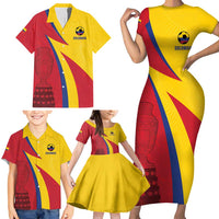 Custom Colombia 2024 Football Family Matching Short Sleeve Bodycon Dress and Hawaiian Shirt Go Champions Los Cafeteros LT05 - Wonder Print Shop