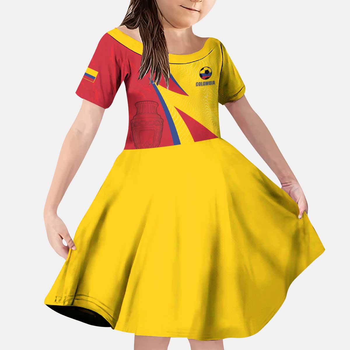 Custom Colombia 2024 Football Kid Short Sleeve Dress Go Champions Los Cafeteros LT05 - Wonder Print Shop