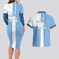 Custom Argentina 2024 Football Couples Matching Long Sleeve Bodycon Dress and Hawaiian Shirt Sport Style LT05 - Wonder Print Shop