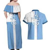 Custom Argentina 2024 Football Couples Matching Off Shoulder Maxi Dress and Hawaiian Shirt Sport Style LT05 - Wonder Print Shop