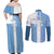 Custom Argentina 2024 Football Couples Matching Off Shoulder Maxi Dress and Long Sleeve Button Shirt Sport Style LT05 - Wonder Print Shop