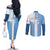 Custom Argentina 2024 Football Couples Matching Off The Shoulder Long Sleeve Dress and Long Sleeve Button Shirt Sport Style