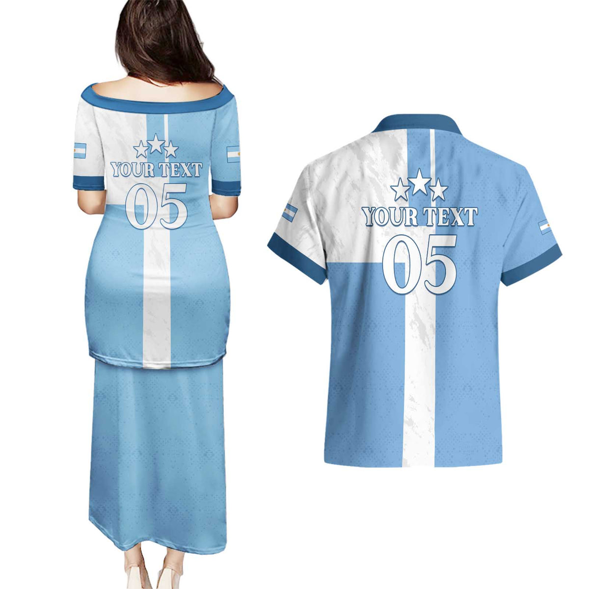 Custom Argentina 2024 Football Couples Matching Puletasi and Hawaiian Shirt Sport Style LT05 - Wonder Print Shop