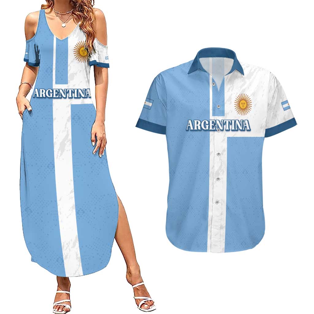 Custom Argentina 2024 Football Couples Matching Summer Maxi Dress and Hawaiian Shirt Sport Style LT05 - Wonder Print Shop