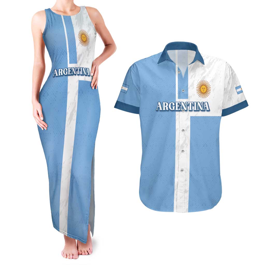 Custom Argentina 2024 Football Couples Matching Tank Maxi Dress and Hawaiian Shirt Sport Style LT05 - Wonder Print Shop