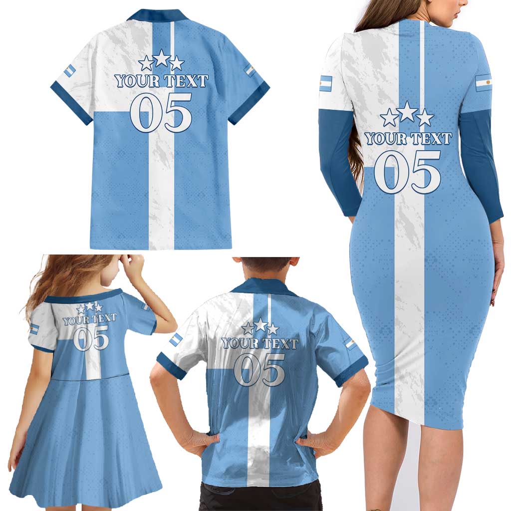 Custom Argentina 2024 Football Family Matching Long Sleeve Bodycon Dress and Hawaiian Shirt Sport Style LT05 - Wonder Print Shop