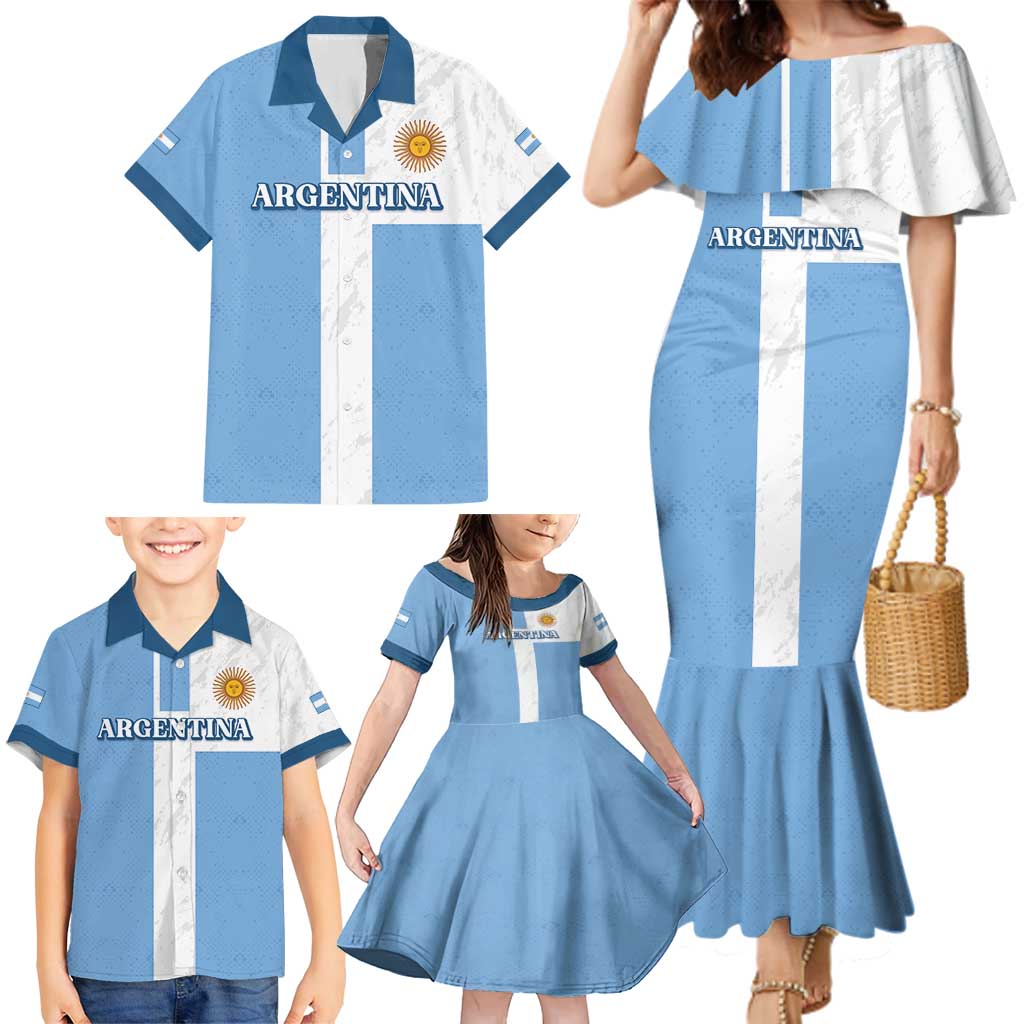 Custom Argentina 2024 Football Family Matching Mermaid Dress and Hawaiian Shirt Sport Style LT05 - Wonder Print Shop
