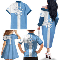 Custom Argentina 2024 Football Family Matching Off The Shoulder Long Sleeve Dress and Hawaiian Shirt Sport Style LT05 - Wonder Print Shop
