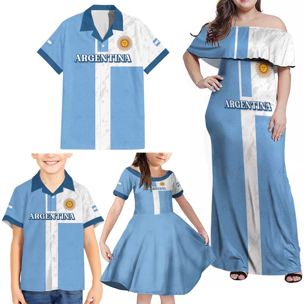 Custom Argentina 2024 Football Family Matching Off Shoulder Maxi Dress and Hawaiian Shirt Sport Style LT05 - Wonder Print Shop