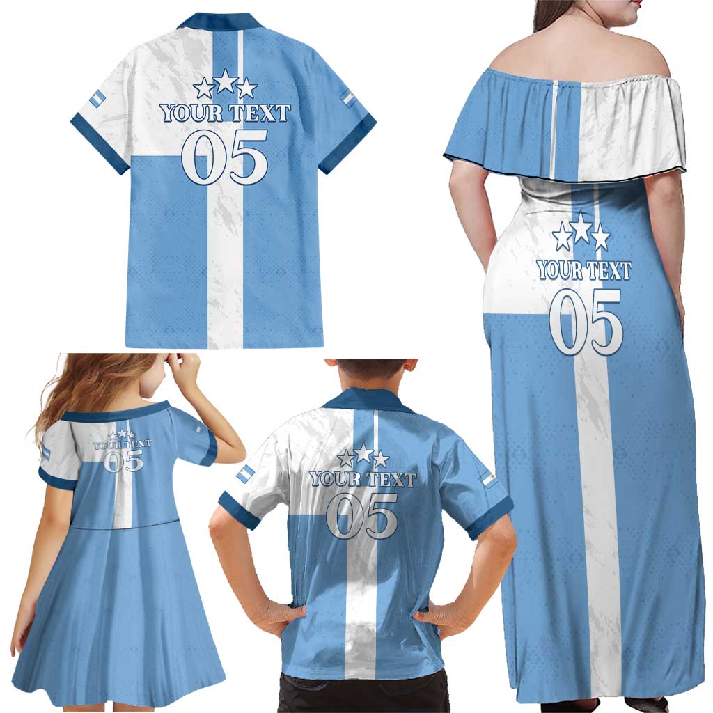 Custom Argentina 2024 Football Family Matching Off Shoulder Maxi Dress and Hawaiian Shirt Sport Style LT05 - Wonder Print Shop