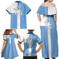 Custom Argentina 2024 Football Family Matching Off Shoulder Maxi Dress and Hawaiian Shirt Sport Style LT05 - Wonder Print Shop