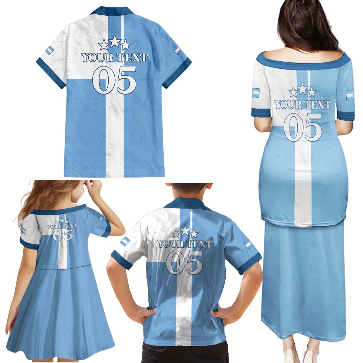 Custom Argentina 2024 Football Family Matching Puletasi and Hawaiian Shirt Sport Style LT05 - Wonder Print Shop
