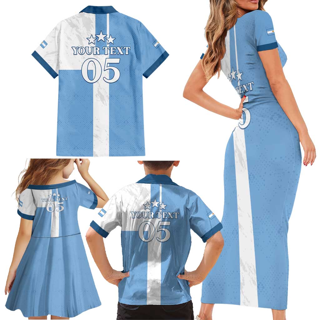 Custom Argentina 2024 Football Family Matching Short Sleeve Bodycon Dress and Hawaiian Shirt Sport Style LT05 - Wonder Print Shop