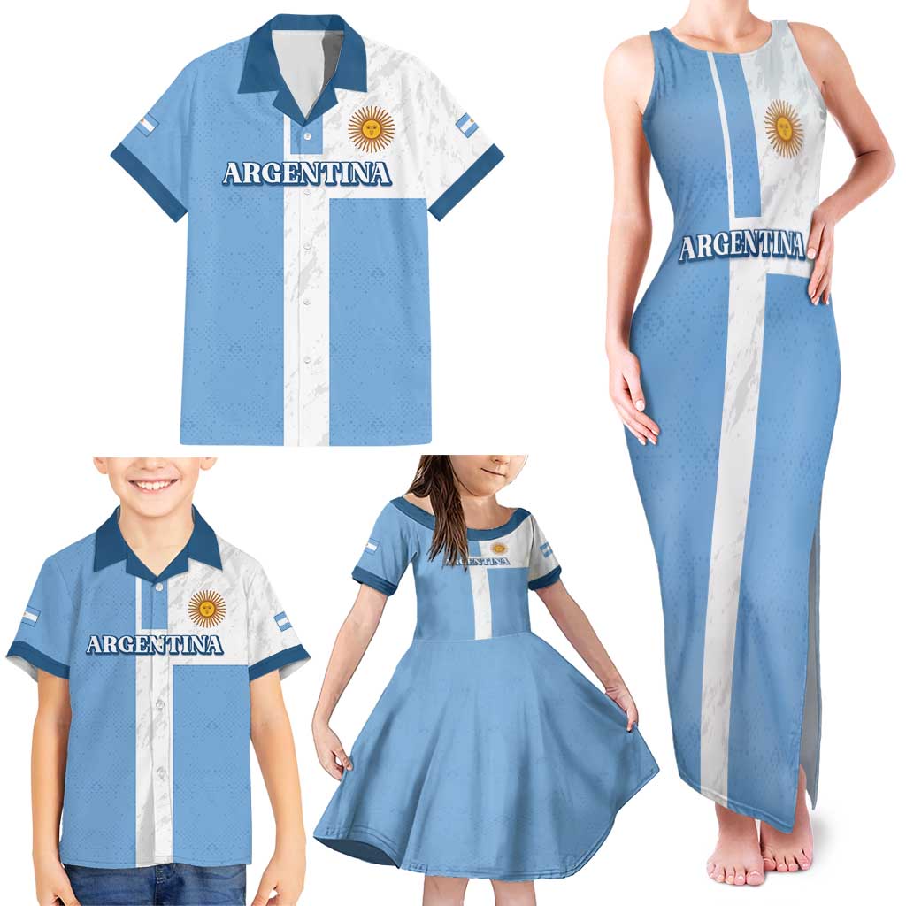 Custom Argentina 2024 Football Family Matching Tank Maxi Dress and Hawaiian Shirt Sport Style LT05 - Wonder Print Shop