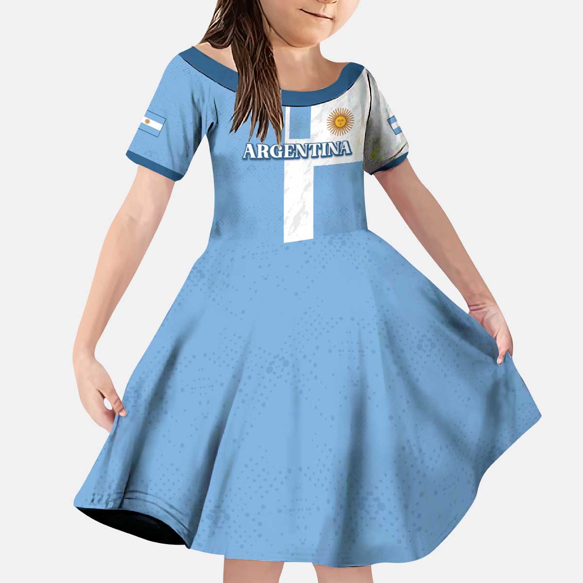 Custom Argentina 2024 Football Kid Short Sleeve Dress Sport Style LT05 - Wonder Print Shop