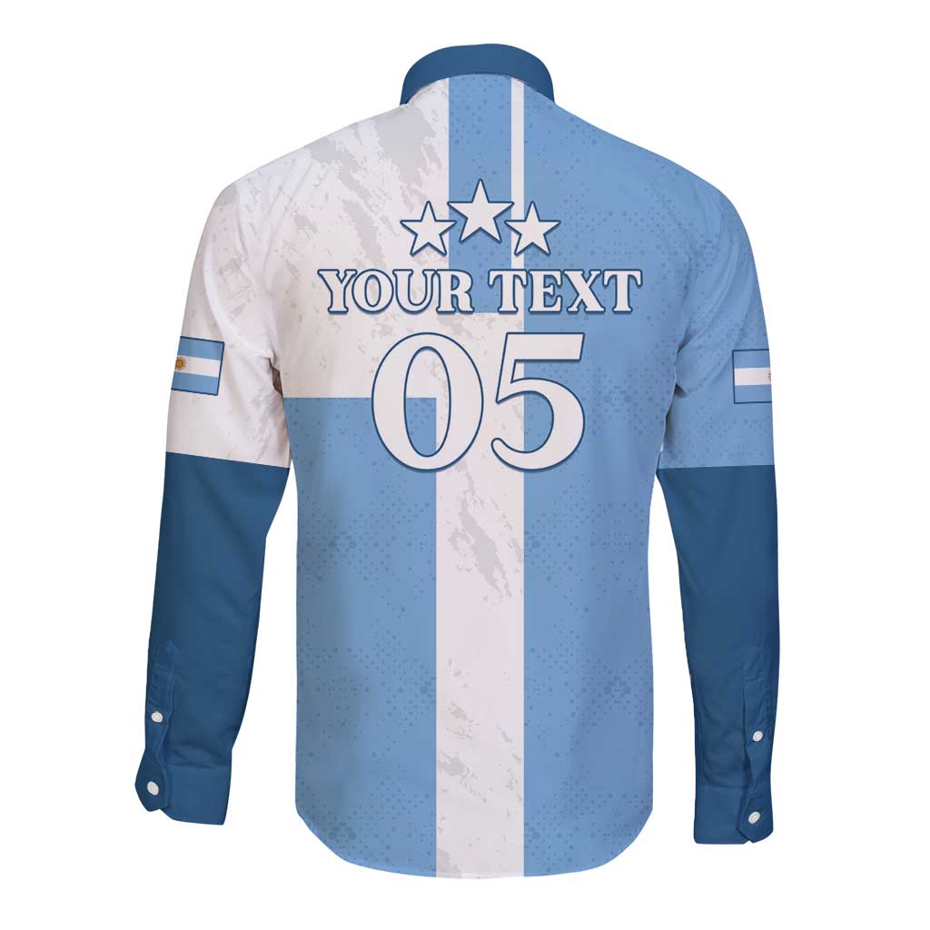 Custom Argentina 2024 Football Long Sleeve Button Shirt Sport Style LT05 - Wonder Print Shop