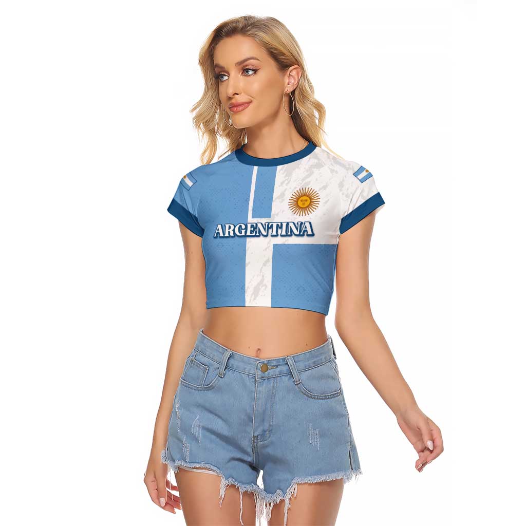 Custom Argentina 2024 Football Raglan Cropped T Shirt Sport Style LT05 - Wonder Print Shop