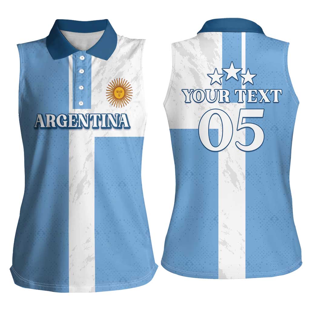 Custom Argentina 2024 Football Women Sleeveless Polo Shirt Sport Style LT05 - Wonder Print Shop