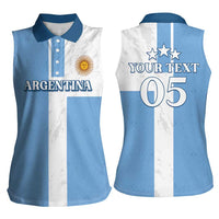 Custom Argentina 2024 Football Women Sleeveless Polo Shirt Sport Style LT05 - Wonder Print Shop