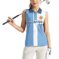 Custom Argentina 2024 Football Women Sleeveless Polo Shirt Sport Style LT05 - Wonder Print Shop
