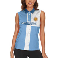 Custom Argentina 2024 Football Women Sleeveless Polo Shirt Sport Style LT05 - Wonder Print Shop