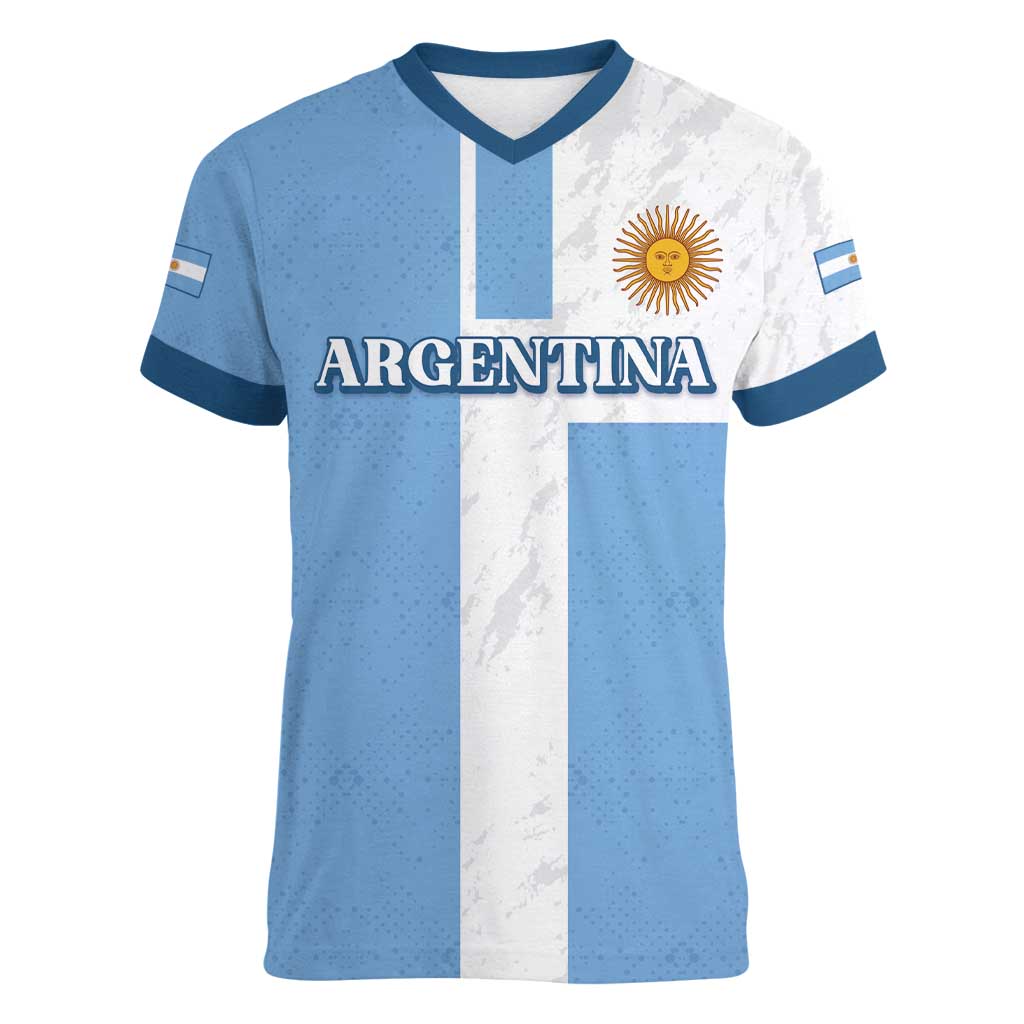 Custom Argentina 2024 Football Women V-Neck T-Shirt Sport Style LT05 - Wonder Print Shop