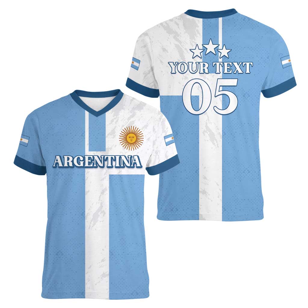 Custom Argentina 2024 Football Women V-Neck T-Shirt Sport Style LT05 - Wonder Print Shop