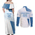 Custom Argentina 2024 Football Couples Matching Off Shoulder Maxi Dress and Long Sleeve Button Shirt Go Champions La Albiceleste LT05 - Wonder Print Shop
