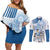 Custom Argentina 2024 Football Couples Matching Off Shoulder Short Dress and Long Sleeve Button Shirt Go Champions La Albiceleste LT05 - Wonder Print Shop