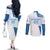 Custom Argentina 2024 Football Couples Matching Off The Shoulder Long Sleeve Dress and Long Sleeve Button Shirt Go Champions La Albiceleste