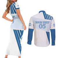 Custom Argentina 2024 Football Couples Matching Short Sleeve Bodycon Dress and Long Sleeve Button Shirt Go Champions La Albiceleste LT05 - Wonder Print Shop